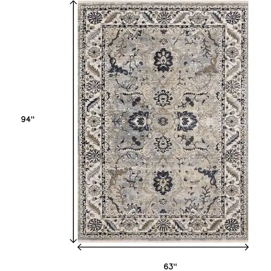 Beige Gray And Black Medallion Area Rug Photo 3