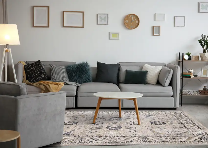 Beige Gray And Black Medallion Area Rug Photo 6