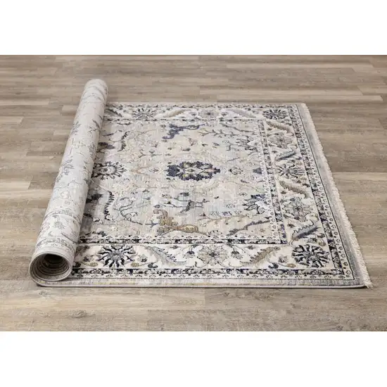 Beige Gray And Black Medallion Area Rug Photo 9