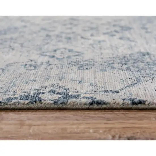 Beige Gray And Blue Wool Oriental Hand Carved Handmade Area Rug Photo 5