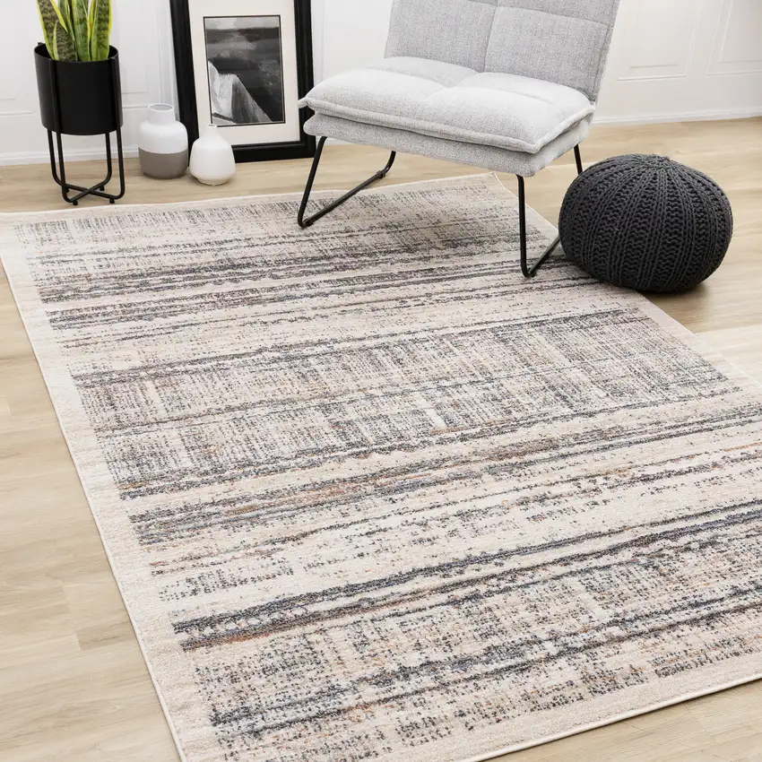 Beige Gray And Brown Abstract Area Rug Photo 5