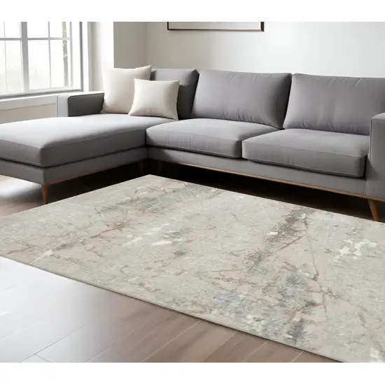 Beige Gray And Brown Abstract Area Rug Photo 1