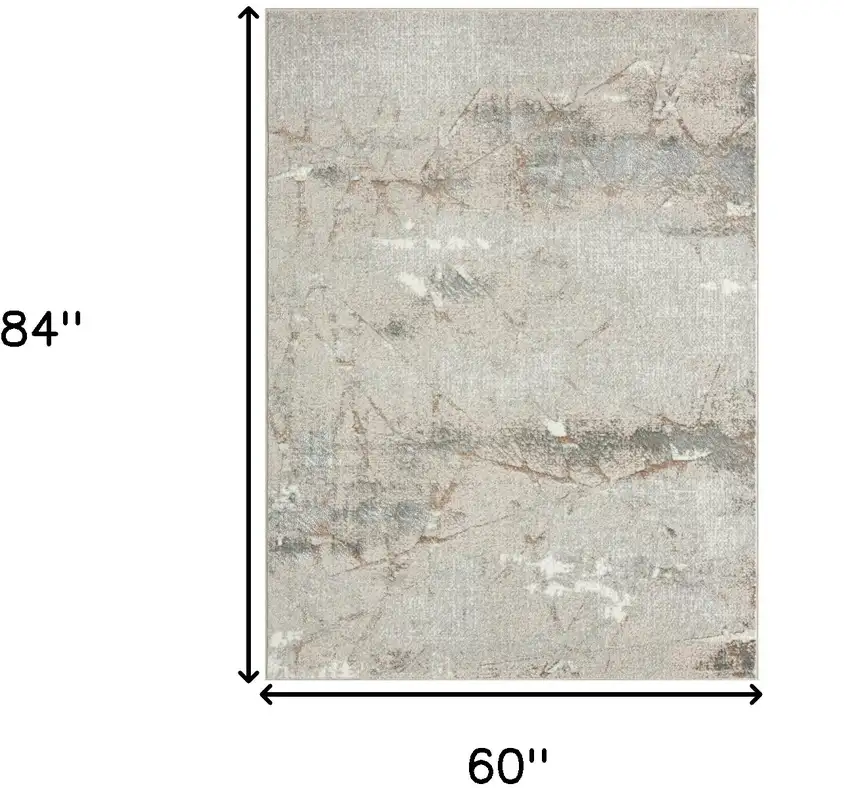 Beige Gray And Brown Abstract Stain Resistant Area Rug Photo 6