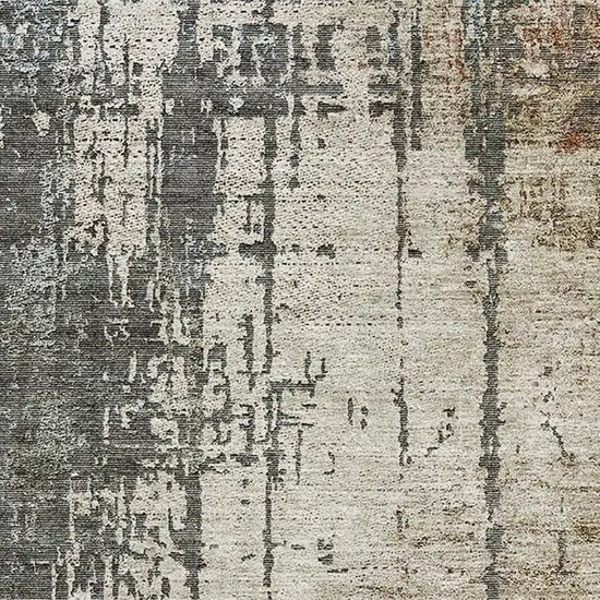 Beige Gray And Brown Abstract Washable Area Rug With UV Protection Photo 4