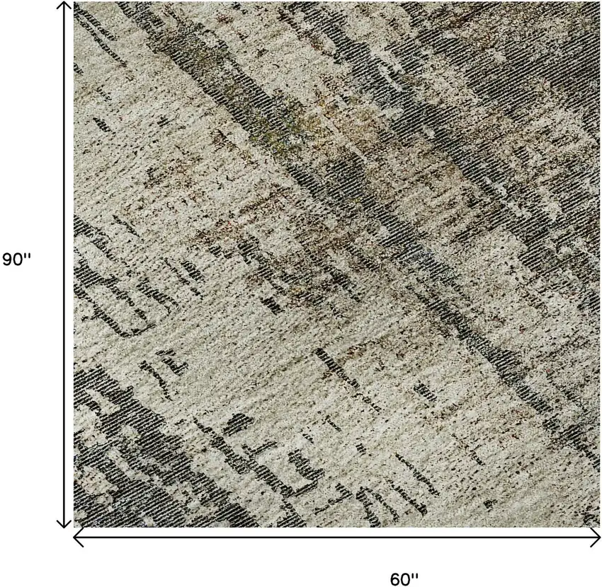 Beige Gray And Brown Abstract Washable Area Rug With UV Protection Photo 9