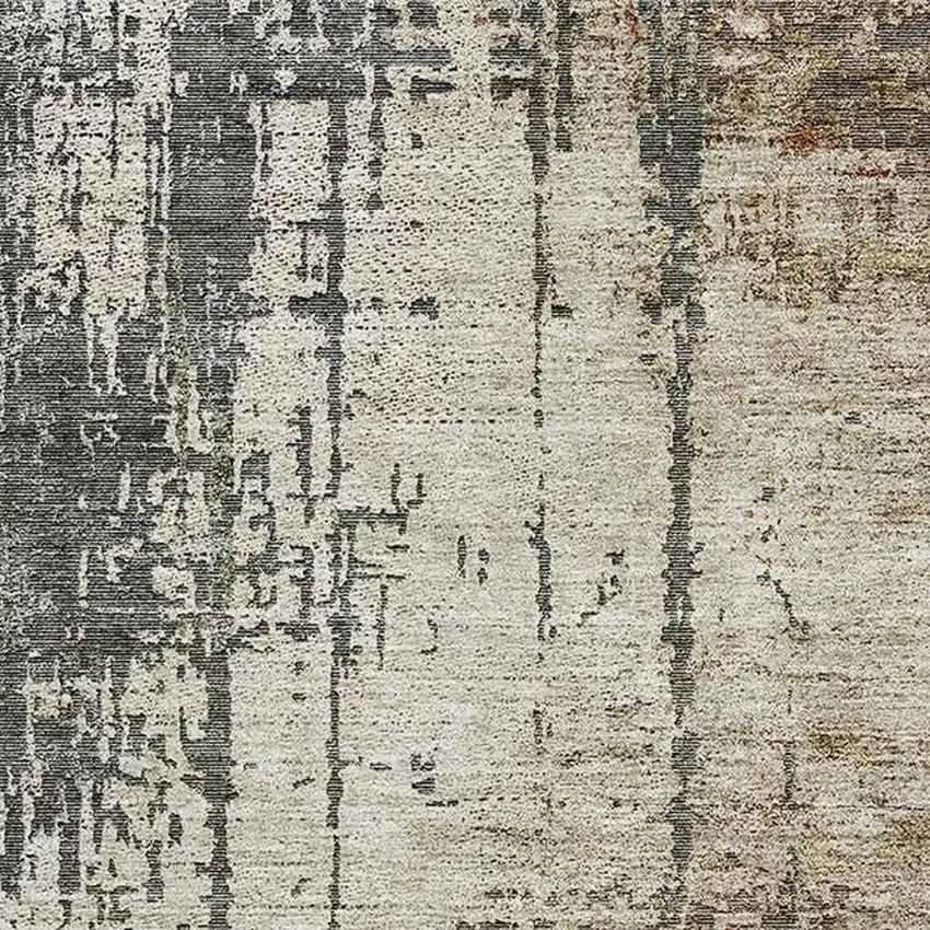 Beige Gray And Brown Abstract Washable Area Rug With UV Protection Photo 4