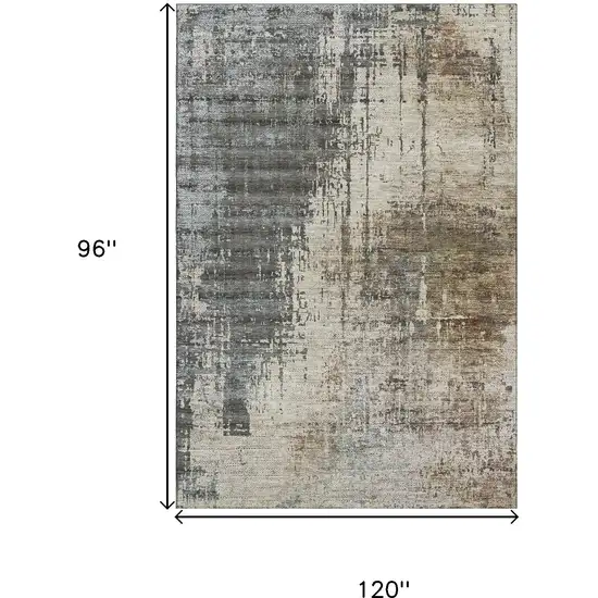 Beige Gray And Brown Abstract Washable Area Rug With UV Protection Photo 3
