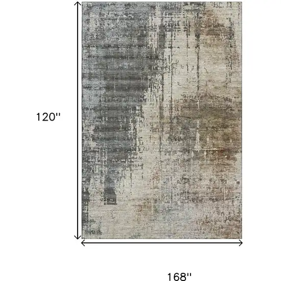 Beige Gray And Brown Abstract Washable Area Rug With UV Protection Photo 3