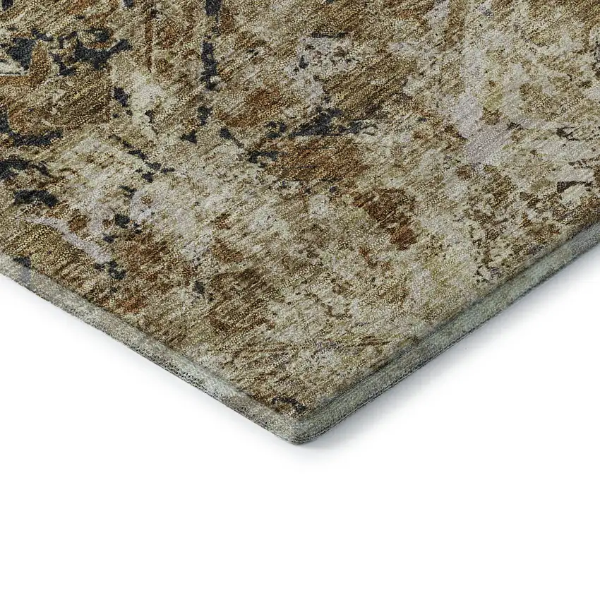Beige Gray And Brown Diamond Washable Area Rug With UV Protection Photo 8