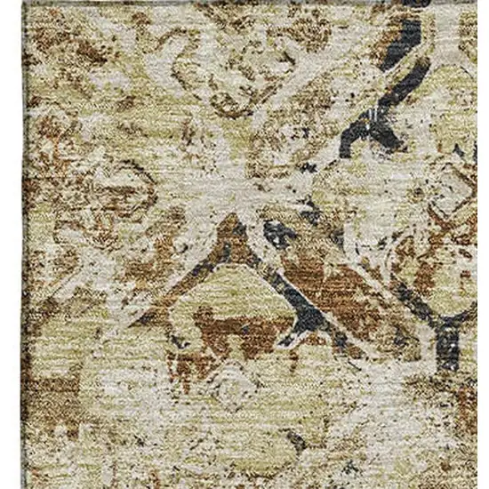 Beige Gray And Brown Diamond Washable Area Rug With UV Protection Photo 3