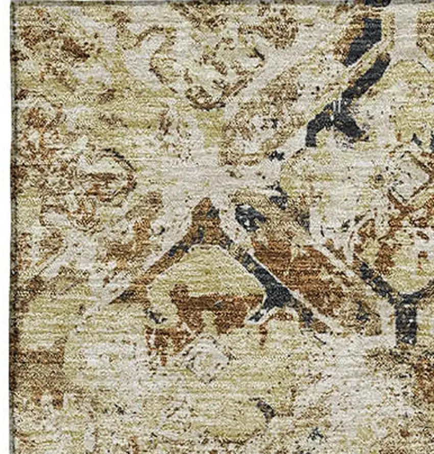 Beige Gray And Brown Diamond Washable Area Rug With UV Protection Photo 3