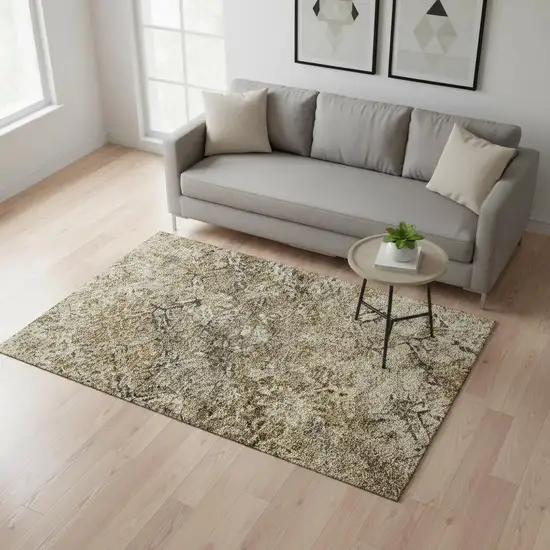 Beige Gray And Brown Diamond Washable Area Rug With UV Protection Photo 2