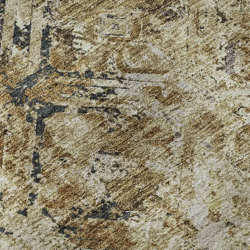 Beige Gray And Brown Diamond Washable Area Rug With UV Protection Photo 9