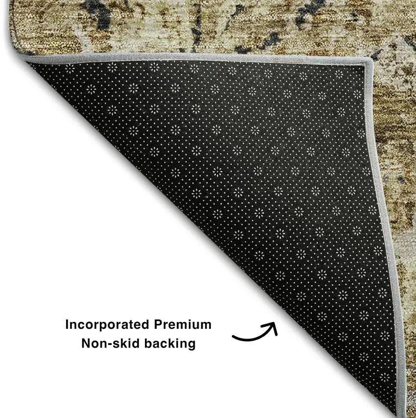 Beige Gray And Brown Diamond Washable Area Rug With UV Protection Photo 7