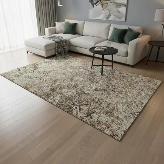 Beige Gray And Brown Diamond Washable Area Rug With UV Protection Photo 2