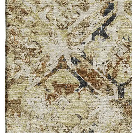 Beige Gray And Brown Diamond Washable Area Rug With UV Protection Photo 3