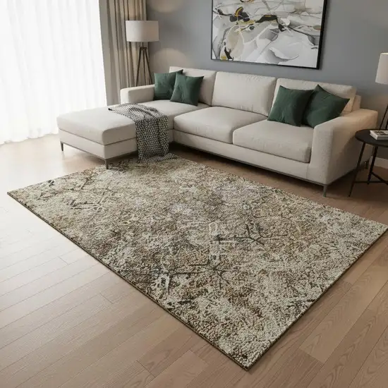 Beige Gray And Brown Diamond Washable Area Rug With UV Protection Photo 2