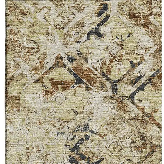 Beige Gray And Brown Diamond Washable Area Rug With UV Protection Photo 4