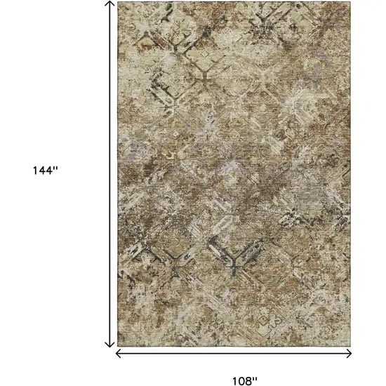 Beige Gray And Brown Diamond Washable Area Rug With UV Protection Photo 3