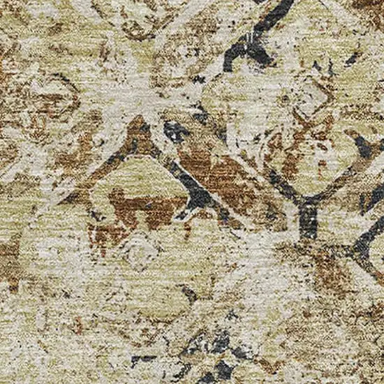 Beige Gray And Brown Diamond Washable Area Rug With UV Protection Photo 3