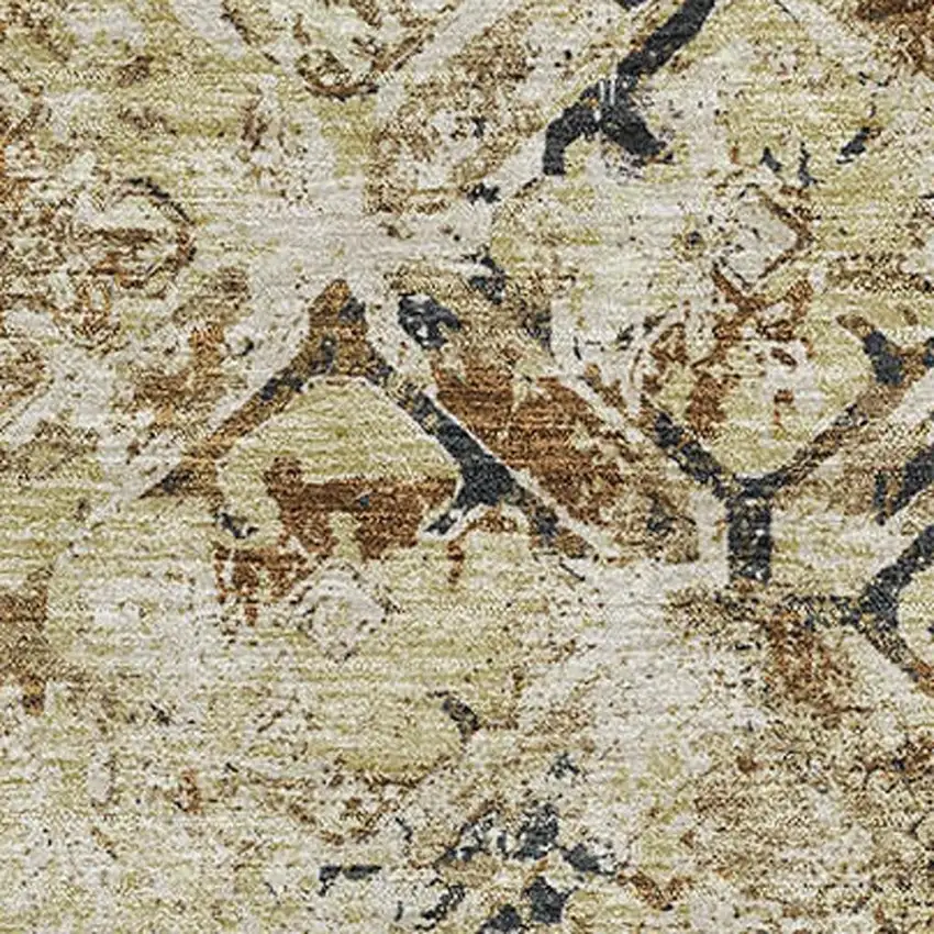 Beige Gray And Brown Diamond Washable Area Rug With UV Protection Photo 3