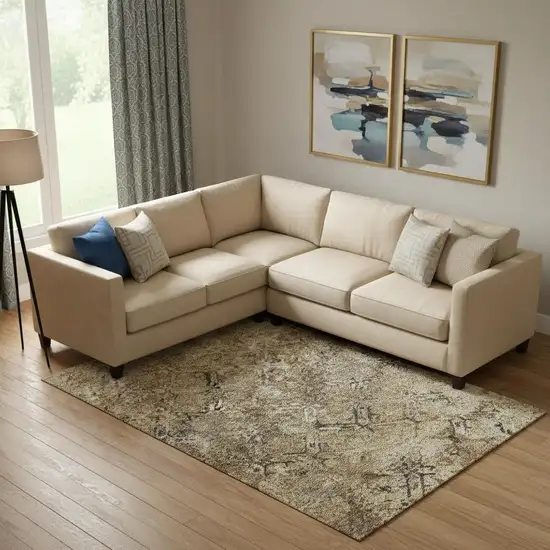 Beige Gray And Brown Diamond Washable Area Rug With UV Protection Photo 1