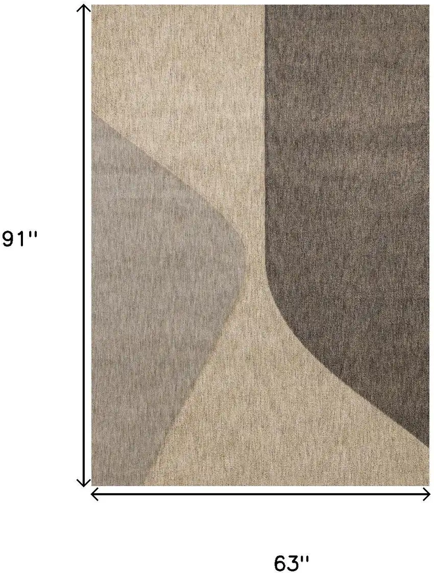 Beige Gray And Brown Geometric Area Rug Photo 3