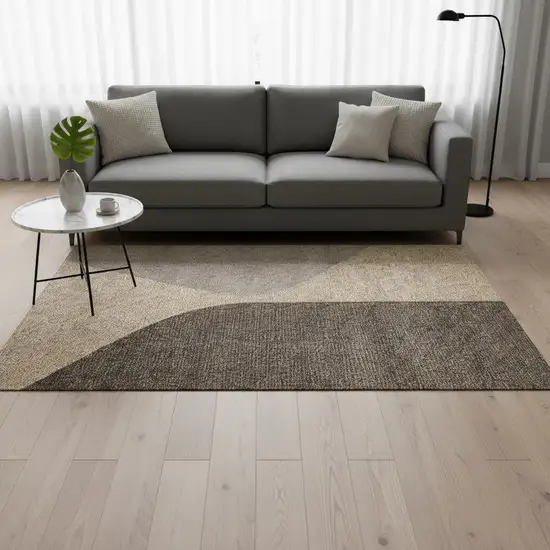 Beige Gray And Brown Geometric Area Rug Photo 1
