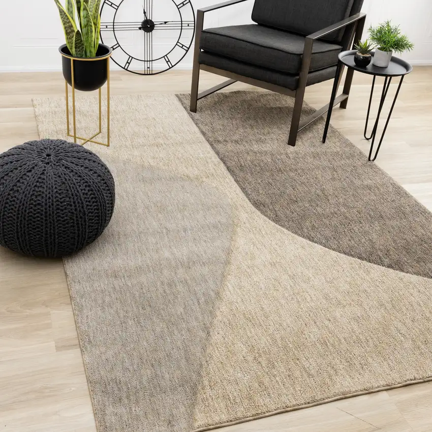 Beige Gray And Brown Geometric Area Rug Photo 5