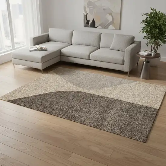 Beige Gray And Brown Geometric Area Rug Photo 1