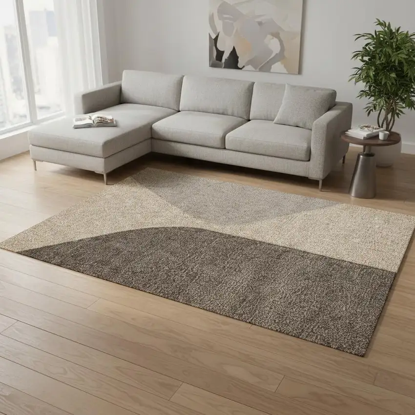 Beige Gray And Brown Geometric Area Rug Photo 1