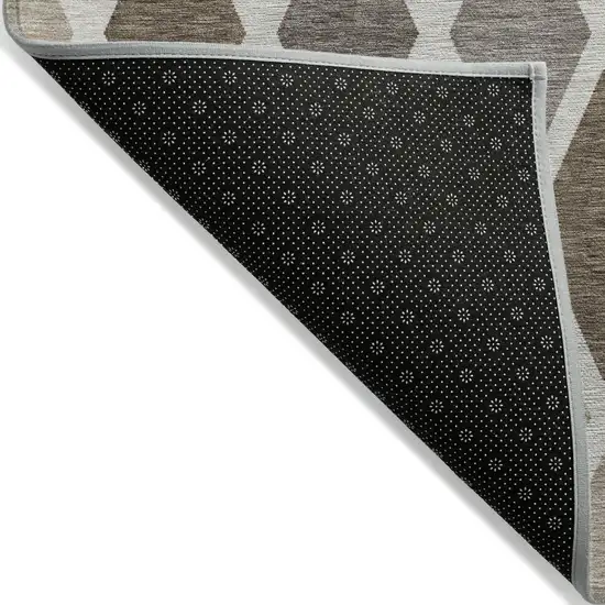 Beige Gray And Brown Geometric Washable Indoor Outdoor Area Rug Photo 5