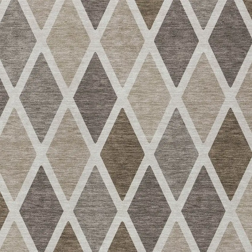 Beige Gray And Brown Geometric Washable Indoor Outdoor Area Rug Photo 6