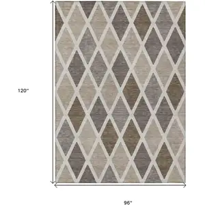 Photo of Beige Gray And Brown Geometric Washable Indoor Outdoor Area Rug