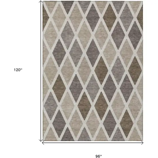 Beige Gray And Brown Geometric Washable Indoor Outdoor Area Rug Photo 3