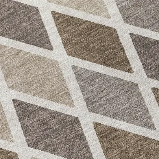 Beige Gray And Brown Geometric Washable Indoor Outdoor Area Rug Photo 5