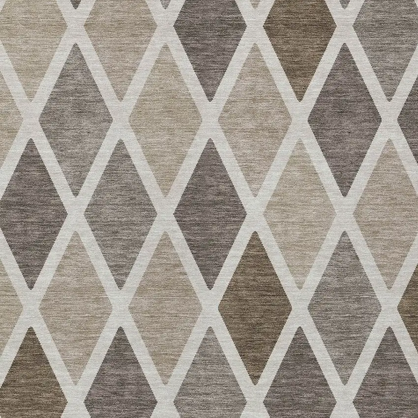 Beige Gray And Brown Geometric Washable Indoor Outdoor Area Rug Photo 6
