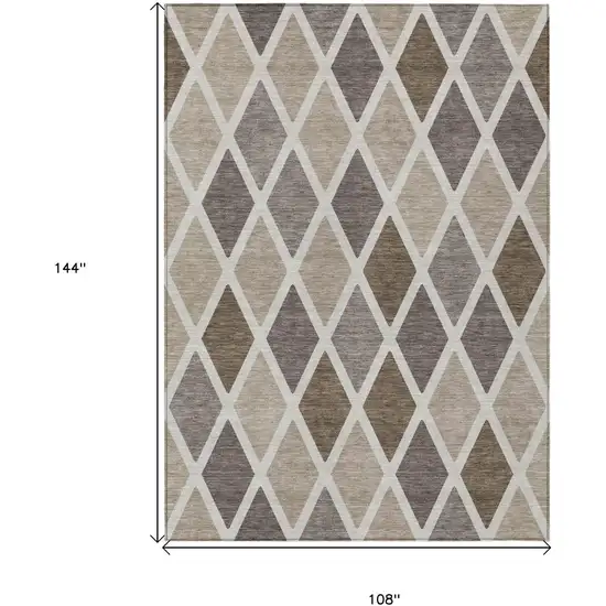 Beige Gray And Brown Geometric Washable Indoor Outdoor Area Rug Photo 8