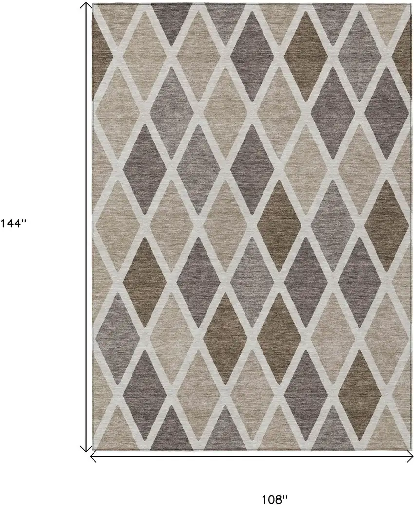 Beige Gray And Brown Geometric Washable Indoor Outdoor Area Rug Photo 8