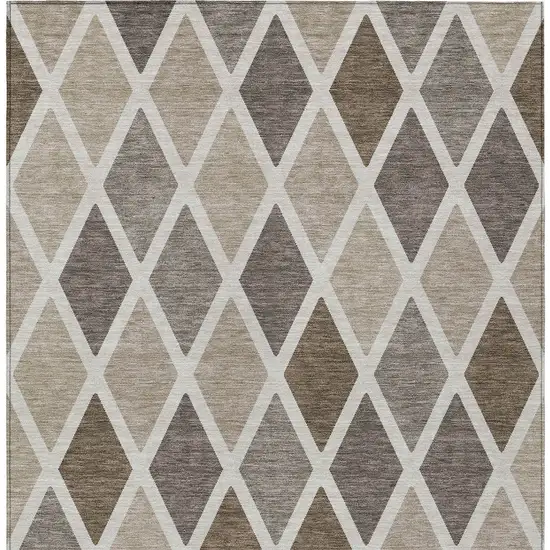 Beige Gray And Brown Geometric Washable Indoor Outdoor Area Rug Photo 7