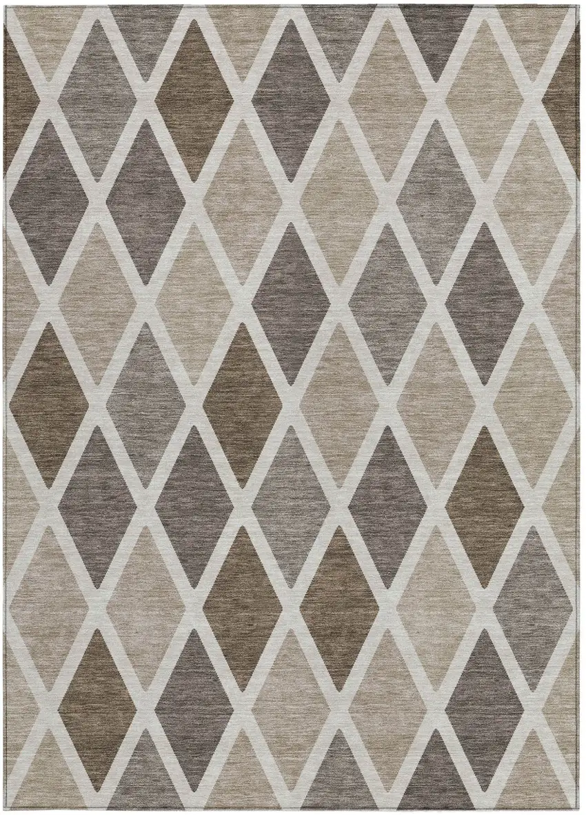 Beige Gray And Brown Geometric Washable Indoor Outdoor Area Rug Photo 7
