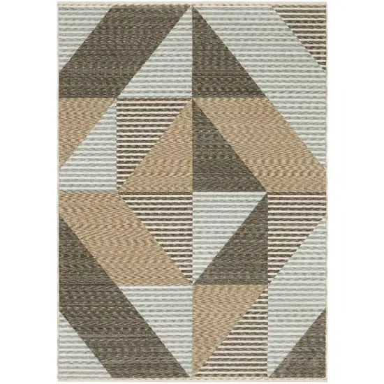 Beige Gray And Brown Striped Area Rug With Fringe Photo 2