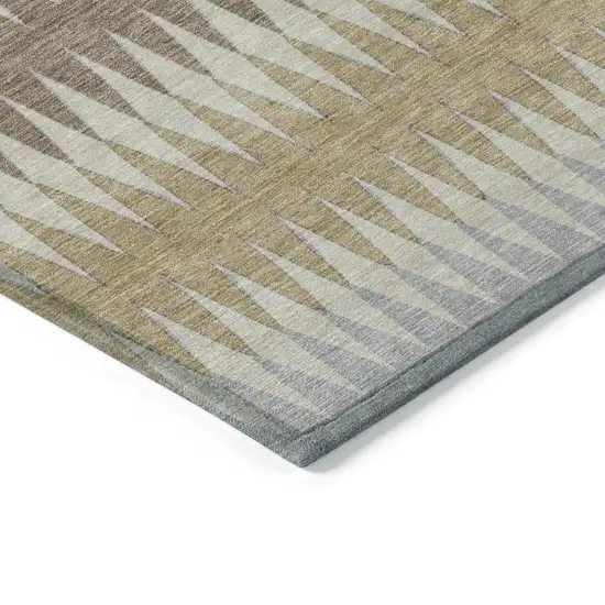 Beige Gray And Brown Striped Washable Indoor Outdoor Area Rug Photo 5