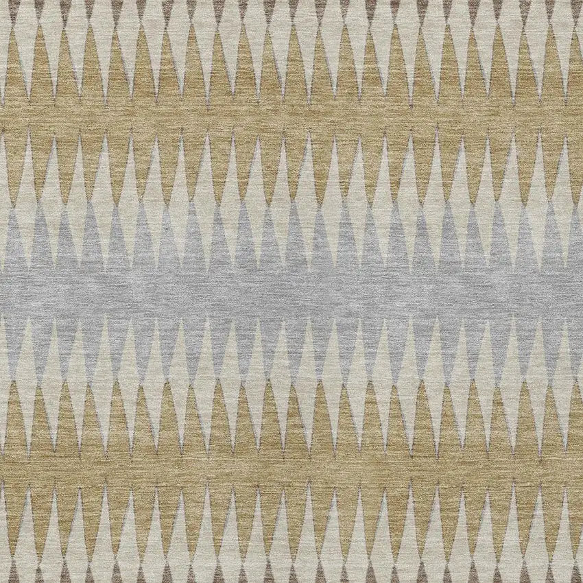 Beige Gray And Brown Striped Washable Indoor Outdoor Area Rug Photo 6