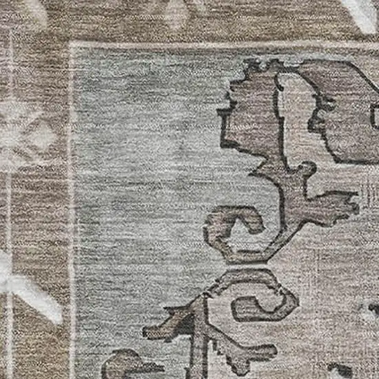 Beige Gray And Charcoal Oriental Washable Area Rug With UV Protection Photo 2