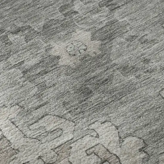 Beige Gray And Charcoal Oriental Washable Area Rug With UV Protection Photo 9