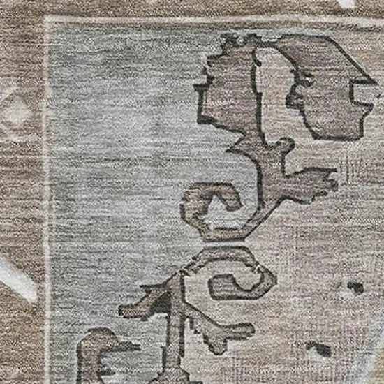 Beige Gray And Charcoal Oriental Washable Area Rug With UV Protection Photo 2