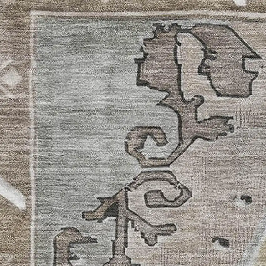 Beige Gray And Charcoal Oriental Washable Area Rug With UV Protection Photo 2