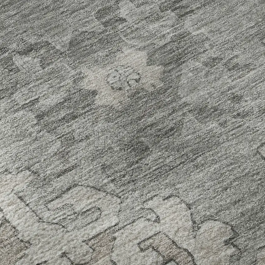 Beige Gray And Charcoal Oriental Washable Area Rug With UV Protection Photo 9