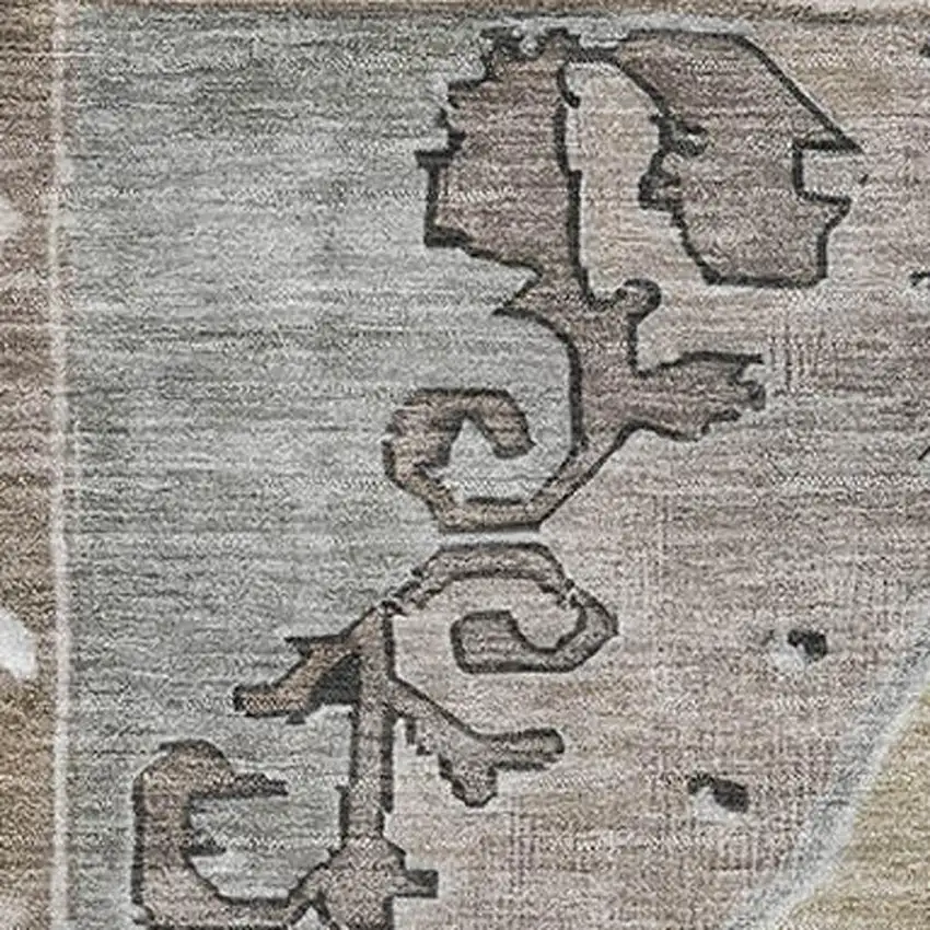 Beige Gray And Charcoal Oriental Washable Area Rug With UV Protection Photo 2